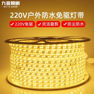 双排高亮室外led灯带户外防水5730灯条220V暖白光白富美led软灯带