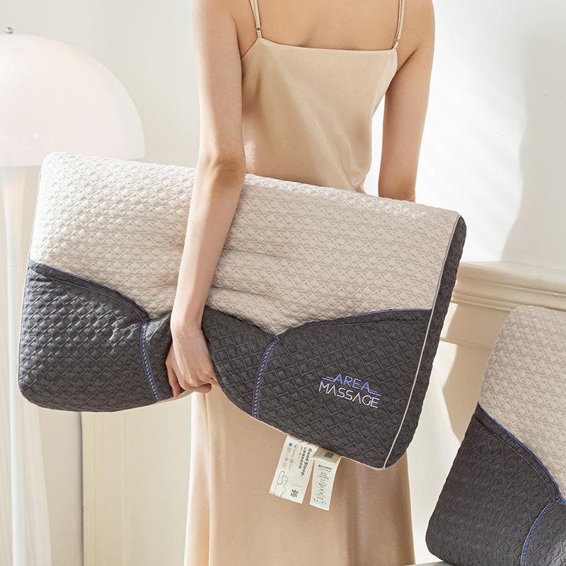 针织撞色分区枕头枕芯一对装家用护颈椎助睡眠学生宿舍男士整头枕