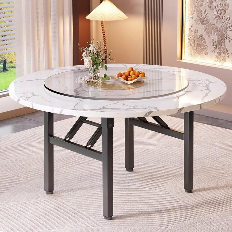 折叠桌餐桌家用小户型吃饭桌子出租房简易饭桌新款现代简约大圆桌