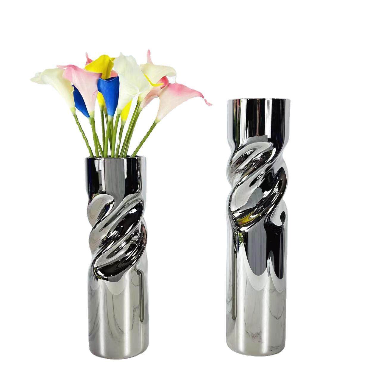 现代简约电镀银色玻璃创意花插 鼠尾草餐桌样板装饰花瓶摆件,电子元器件市场,其它元器件,淘宝优惠券,粉丝福利购,淘宝优惠卷