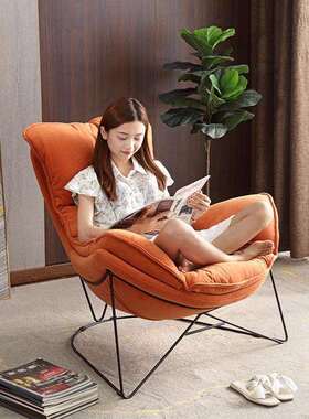北欧轻奢单人休闲椅客厅阳台卧室家用躺椅蜗牛椅奶油发懒人沙发椅