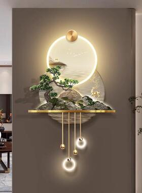 玄关发光装饰画轻奢立体浮雕过道走廊尽头led壁灯画新中式山水画