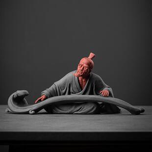 中式禅意人物雕塑摆件创意家居客厅玄关伯牙抚琴装饰品工艺品