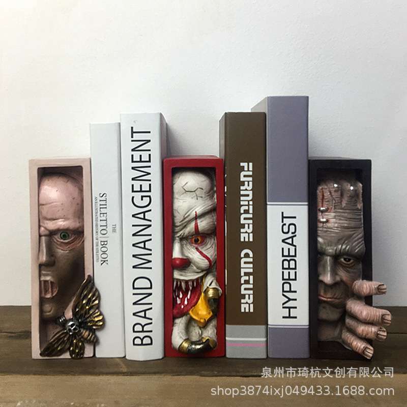 跨境新品Peeping on the bookshelf书架偷窃者书挡工艺品书橱装饰