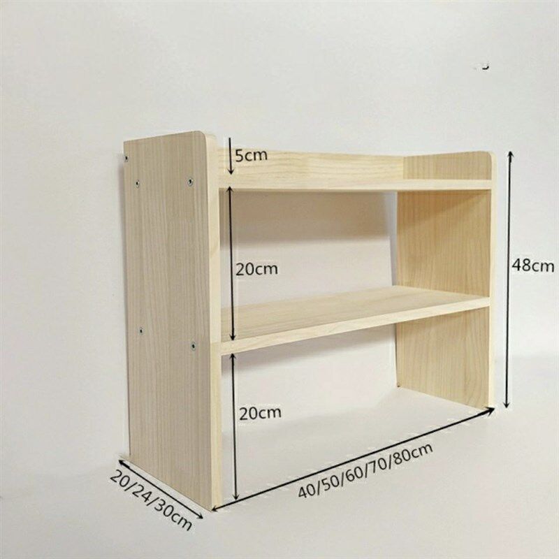 桌面置物架c储物架实木桌上多层办公桌收纳双层松木简易小架子