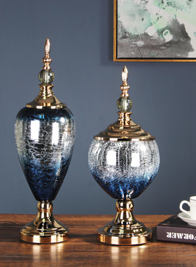 欧式餐桌装饰花瓶玻璃花s器储物罐轻奢电视柜装饰品摆件高档工艺