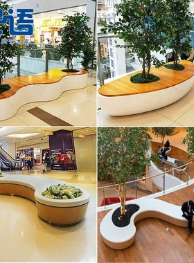 玻璃钢商场休闲椅座椅树池造型公共休息椅家具坐凳户外Z创意椅定