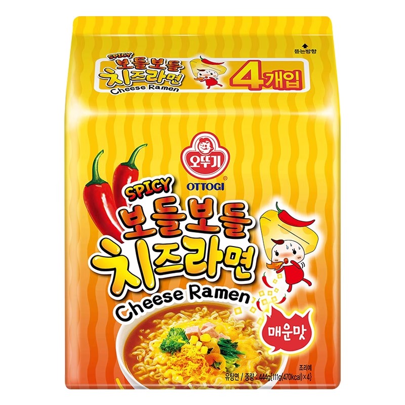 不倒翁芝士拉面辣味连包111g*4包 韩国OTTOGI/OTOKI原装进口泡面