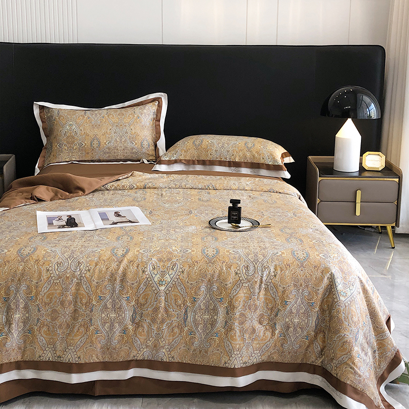 欧式春夏10f0支兰精天丝提花夏凉被丝滑柔软裸睡薄被可机洗水洗