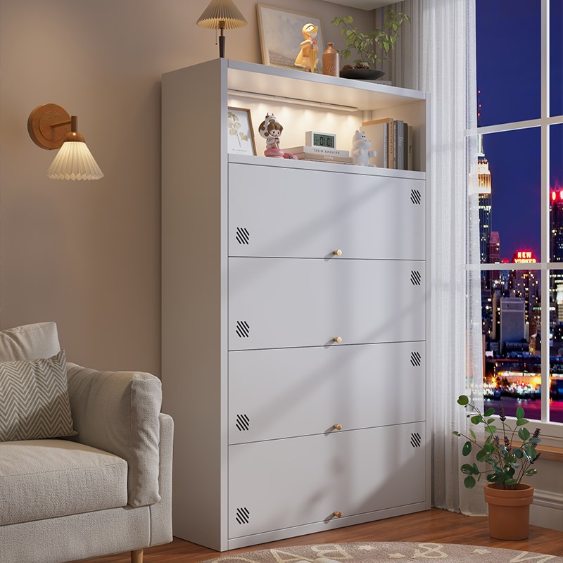 钢制书架带门防尘书柜落地铁皮置物柜家用储物Q柜客厅卧室收纳柜