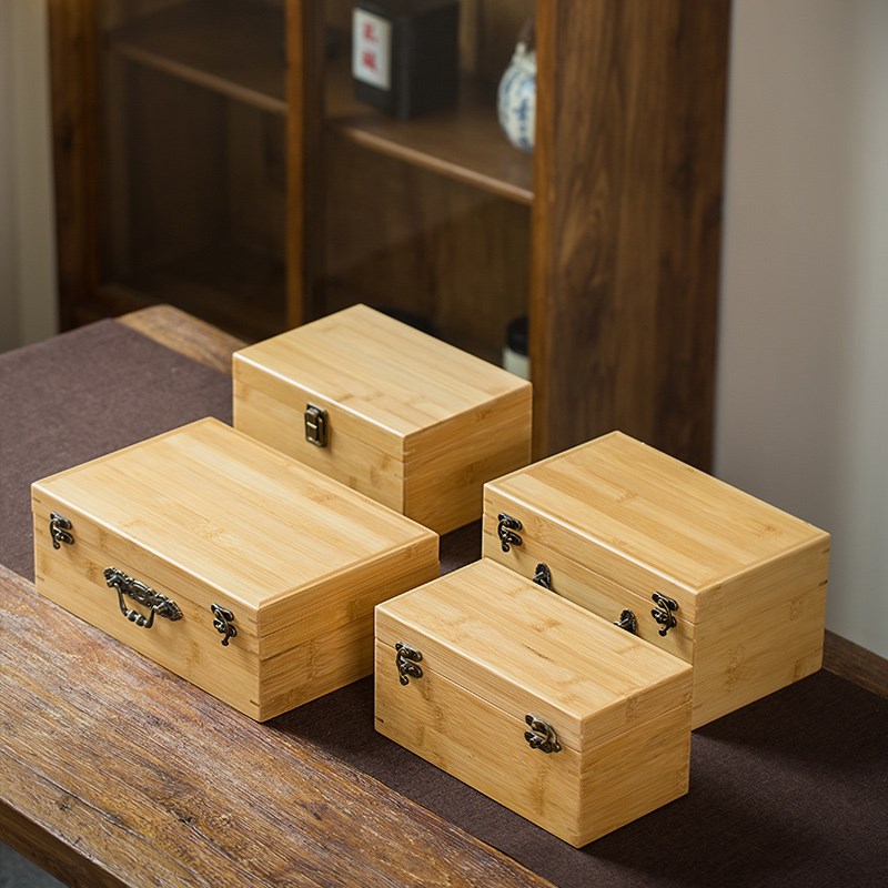 竹木盒小茶具茶杯子陶瓷器古玩精品收纳盒Q包装礼品盒定制刻字