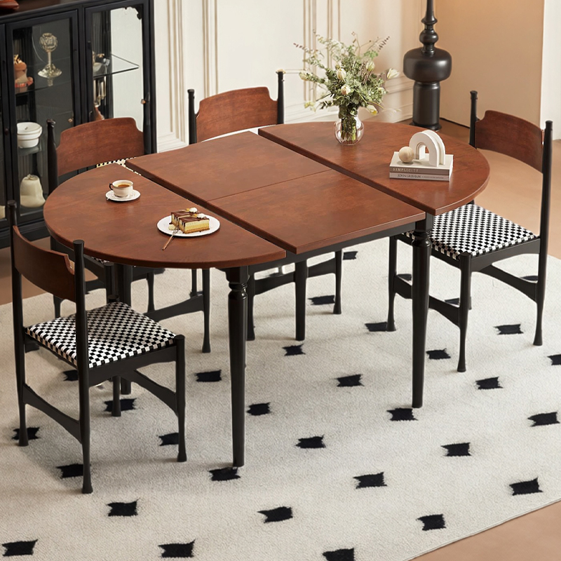 全实木伸缩餐桌可变圆桌子客厅家用小户型橡木圆形折叠餐桌椅组合