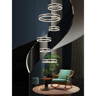 北欧轻奢复式楼大吊灯现代简约别墅中空跃层挑空客厅艺术灯饰