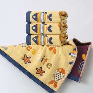 儿童毛巾纯棉纱布全棉洗脸专用吸水小号女男童宝宝幼儿园家用小孩