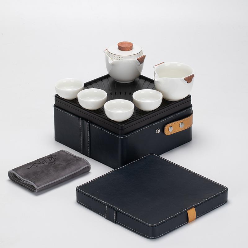 旅行茶具套装便携式茶具快客杯户外陶瓷一壶四杯玻璃简约办公套装