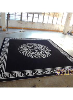 新西兰进口羊毛黑色白色LOGO标志人物头像实体店卧室客房客厅地毯