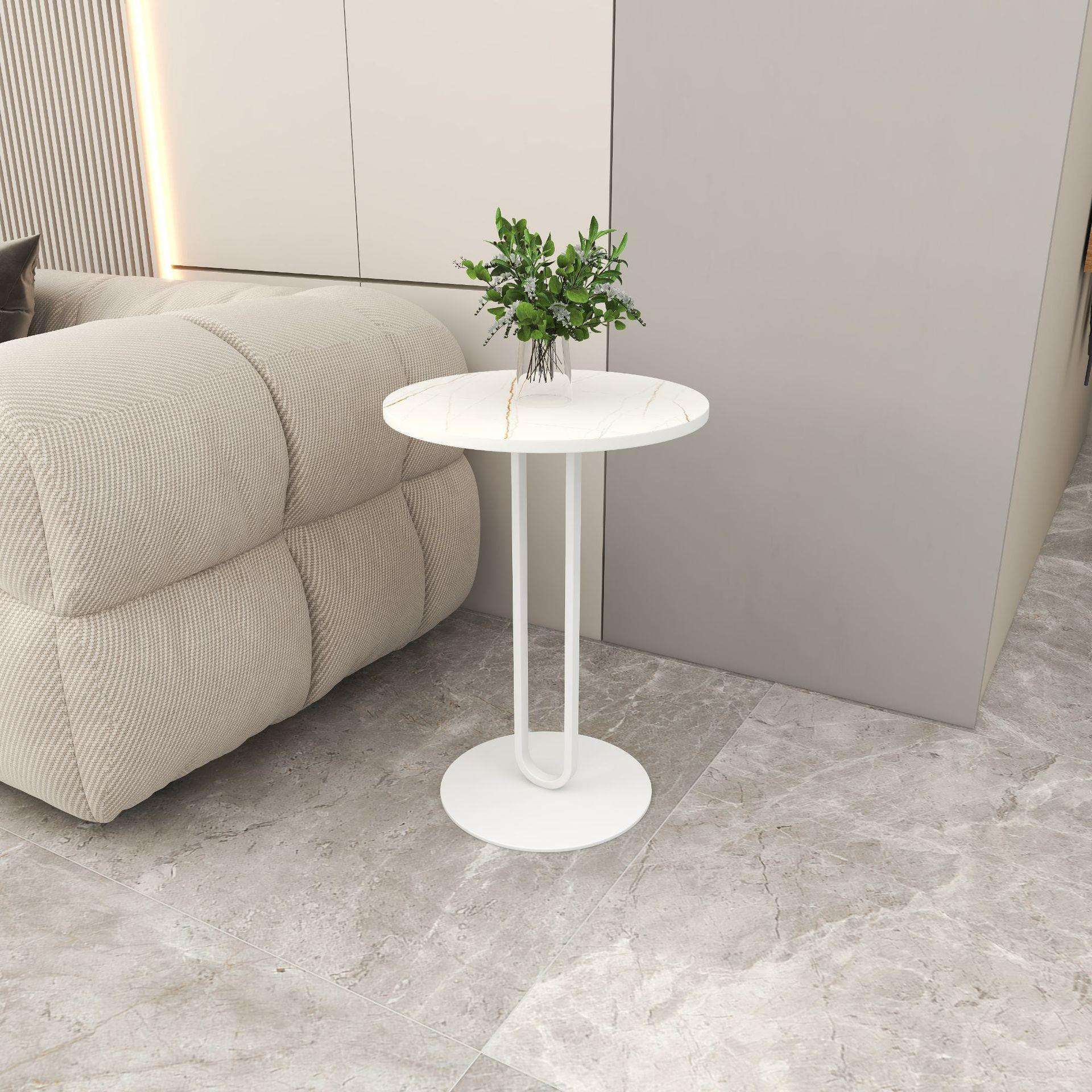 北欧风圆形伸缩茶几岩板沙发床头边几轻奢客厅圆桌简约移动小茶几