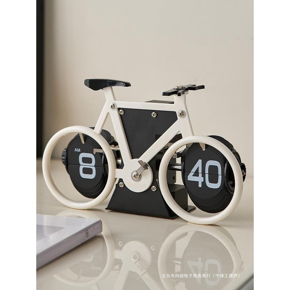 创意自动翻页钟表复古客厅摆件座钟现代简约机械时钟摆钟家装台钟