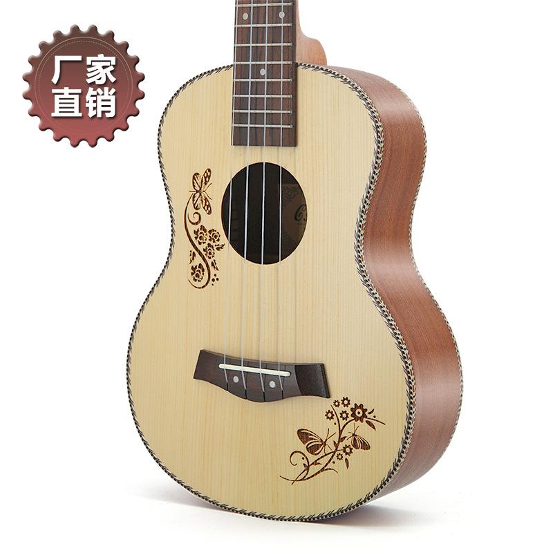 26寸云杉木蝶恋花尤克里里 ukulele乌克丽丽四弦琴小吉他厂家供应