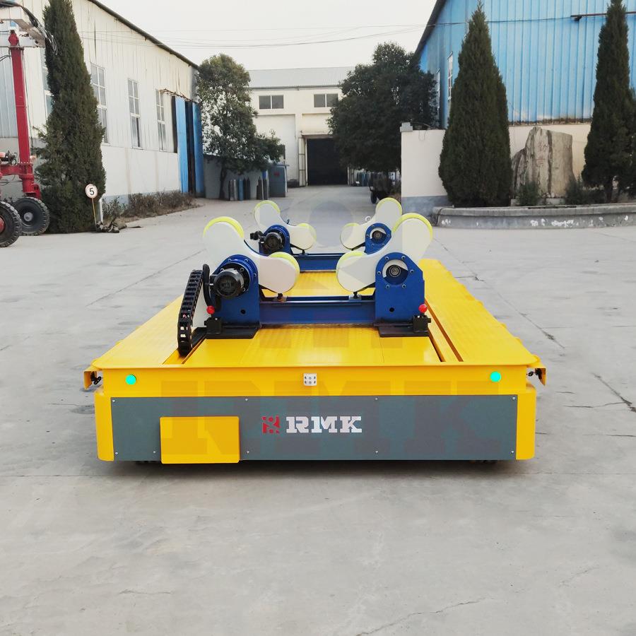 制冷设备电动无轨胶轮车蓄电池电动无轨地平车50吨重载无轨平板车