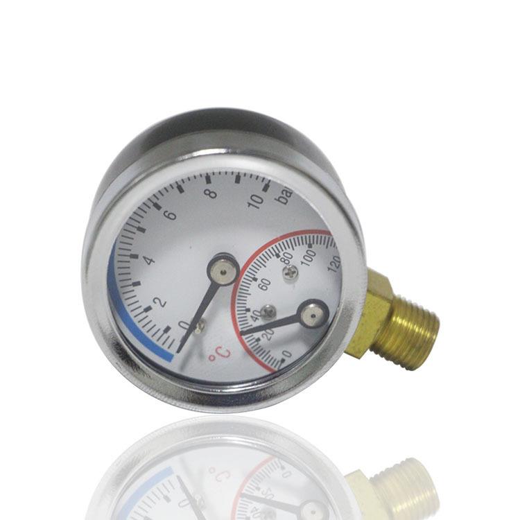 地暖温度压力一体表温压表径向立装水压水温表WY-40 10BAR M10*1