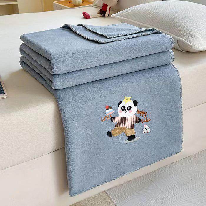 A类洁白羊绒毯床盖毯美 丽毛巾刺绣绵羊毛毯加厚床单耐水洗床席子