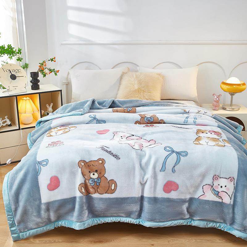 新款加厚拉舍尔毛毯秋冬季保暖绒毯单双人婚庆毯子珊瑚绒盖毯厂家