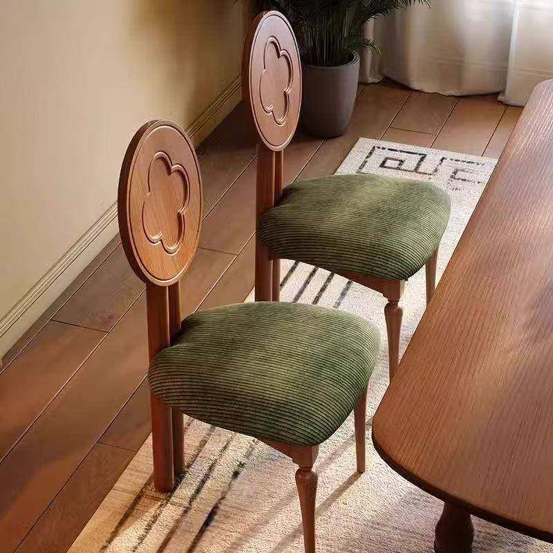 中复古风实木餐椅设计师创意家用小户型书桌椅休闲椅靠背梳妆椅子