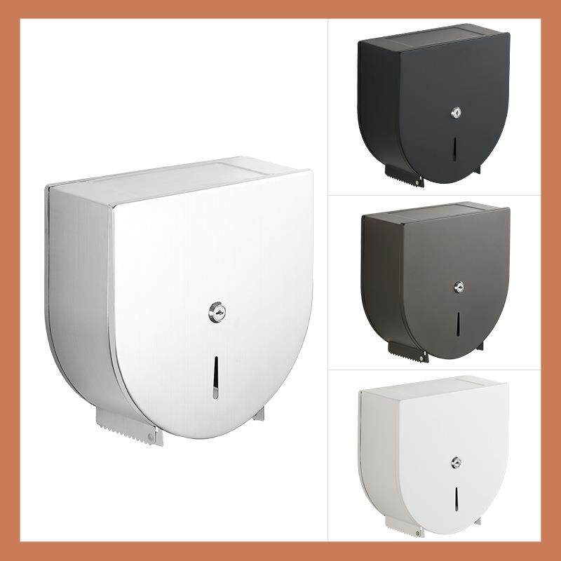 不锈钢304大盘卷纸盒酒店厕所壁挂擦手纸盒卫生间防水手机纸巾盒