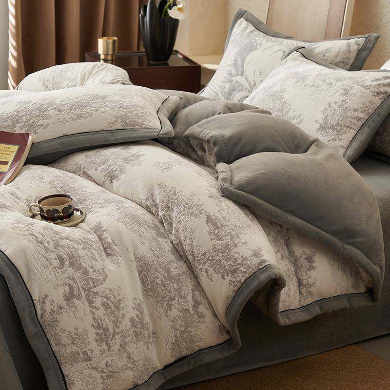 冬季雕花牛奶珊瑚绒被套单件单人150x200双人200x230加绒加厚被罩