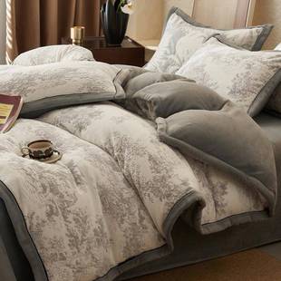 冬季 雕花牛奶珊瑚绒被套单件单人150x200双人200x230加绒加厚被罩