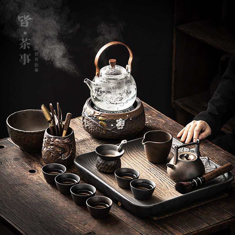 复古鎏金茶壶茶杯茶盘电陶炉煮茶壶全套喝茶泡茶套装办公客厅待客,电子元器件市场,其它元器件,淘宝优惠券,粉丝福利购,淘宝优惠卷