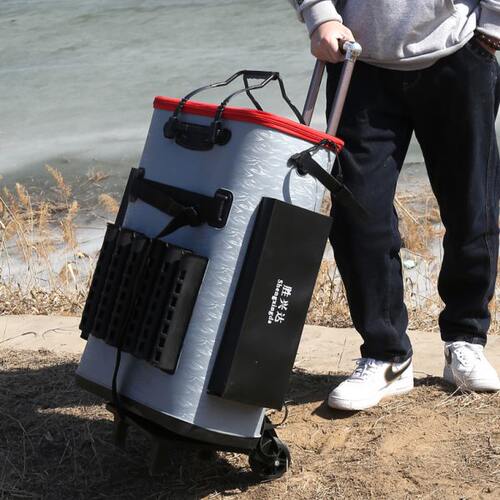 加大加厚eva装鱼桶多功能一体活鱼渔户桶双肩背硬壳拉杆桶