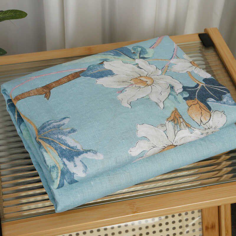 【专享123】工厂法s国雨露麻凉感床单印花亚麻单双人被套