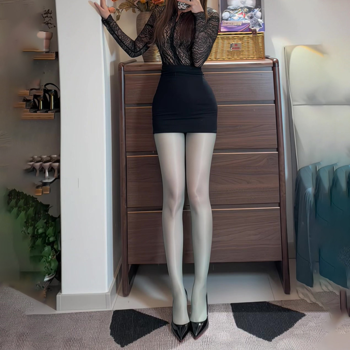 性感风高腰连裤袜女薄荷绿超薄透气修身打底袜百搭四季通用气质