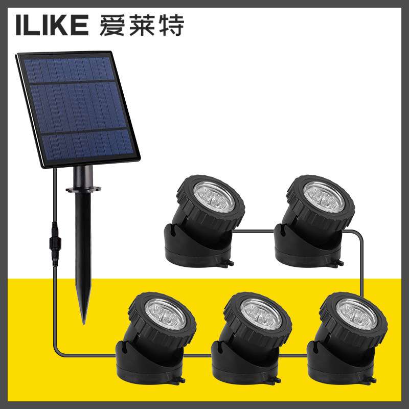 太阳能水底灯户外鱼池灯RGB七彩鱼缸灯喷泉灯聚光泳池灯水下壁灯