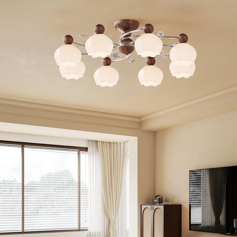 法式中古风2025新款普瑞客厅吊灯新中式简约奶油风护眼卧室餐厅灯