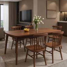 实木餐桌长方形家用小户型吃饭桌子客厅长条桌出租房用餐桌椅组合