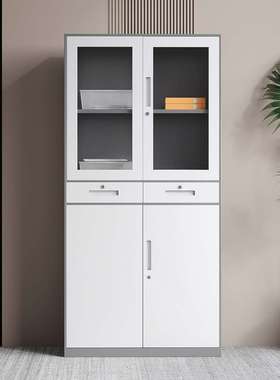 Steel filing cabinet 12mm gray-white frame white cabinetdoor