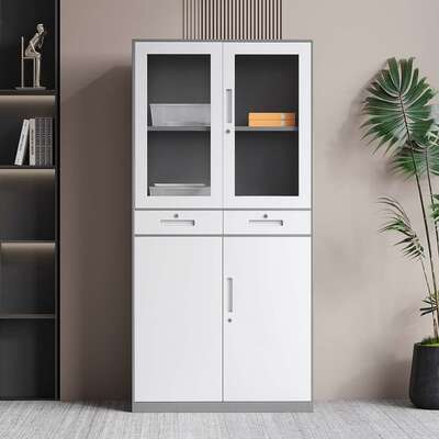 Steel filing cabinet 12mm gray-white frame white cabinetdoor