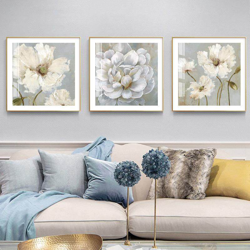 简美风格温馨客厅装饰画花卉餐厅饭桌墙面挂画现代简约双联卧室画