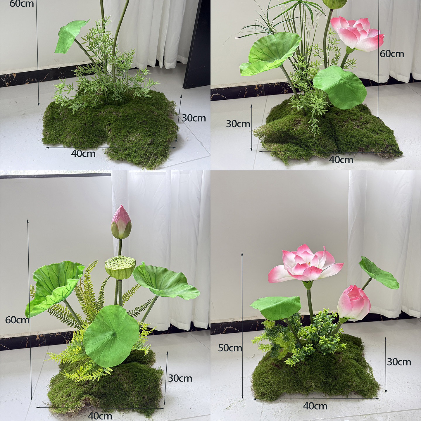 新中式仿真绿植假竹子盆栽室内软装禅意植物造景仿生荷花装饰花艺