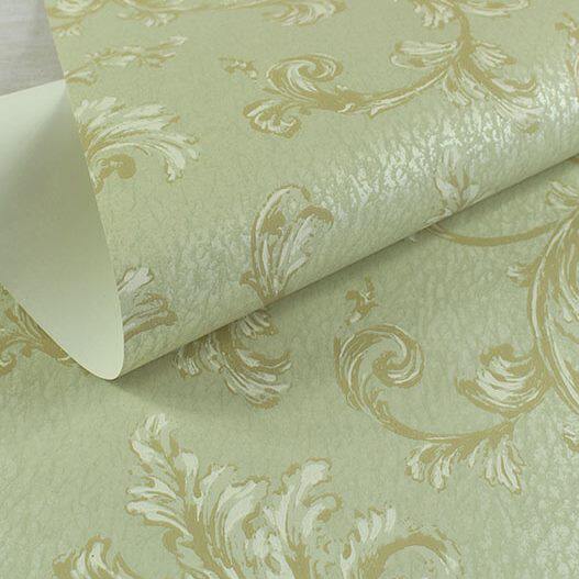 美式进口纯乡村灰美国莨苕叶欧式奢华绿色纸背景墙克壁纸复古约纸