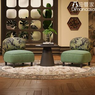 单人沙发椅阳台中美容院客厅休闲接待桌椅组合休息区法式古风洽谈