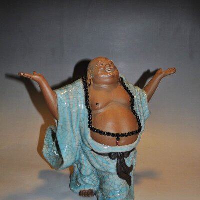 公仔家居陶瓷湾石工艺饰佛手博古架拥有弥勒笑柜酒柜工中式摆件