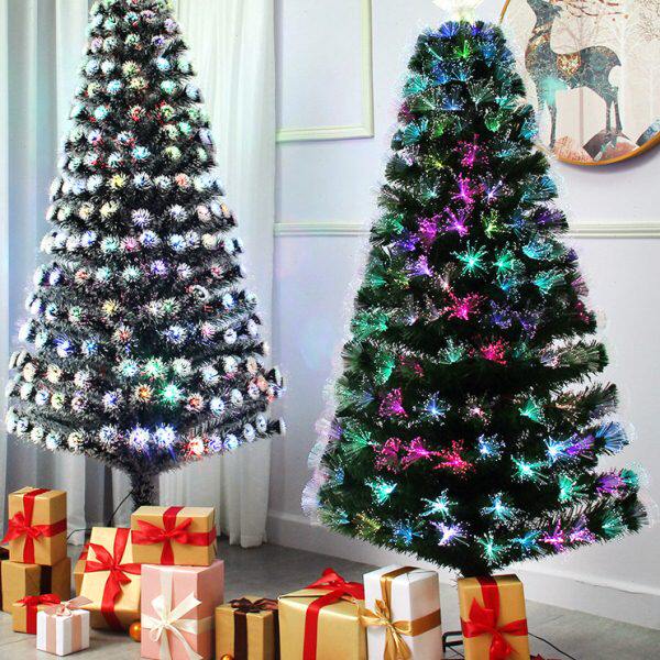 圣诞光纤树橱窗礼物日发光装饰品圣诞加密家用摆节七彩场景套餐