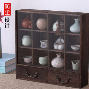 多宝格茶室把茶杯 挂墙仿古 茶壶小博古架展示架古玩中式收纳架玩