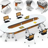 条桌带简约拼接圆形书长方形会议桌网移动可折叠扇形组合培训桌椭
