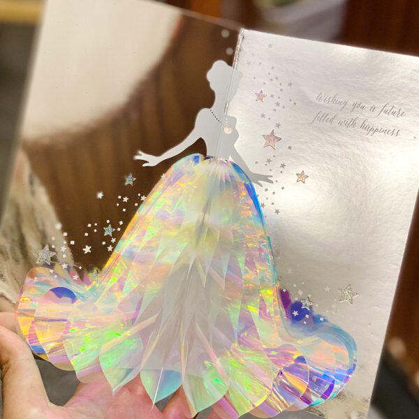 公主裙蜂巢节节贺卡立体精致万用女女王日妇礼物贺卡少女心卡片38