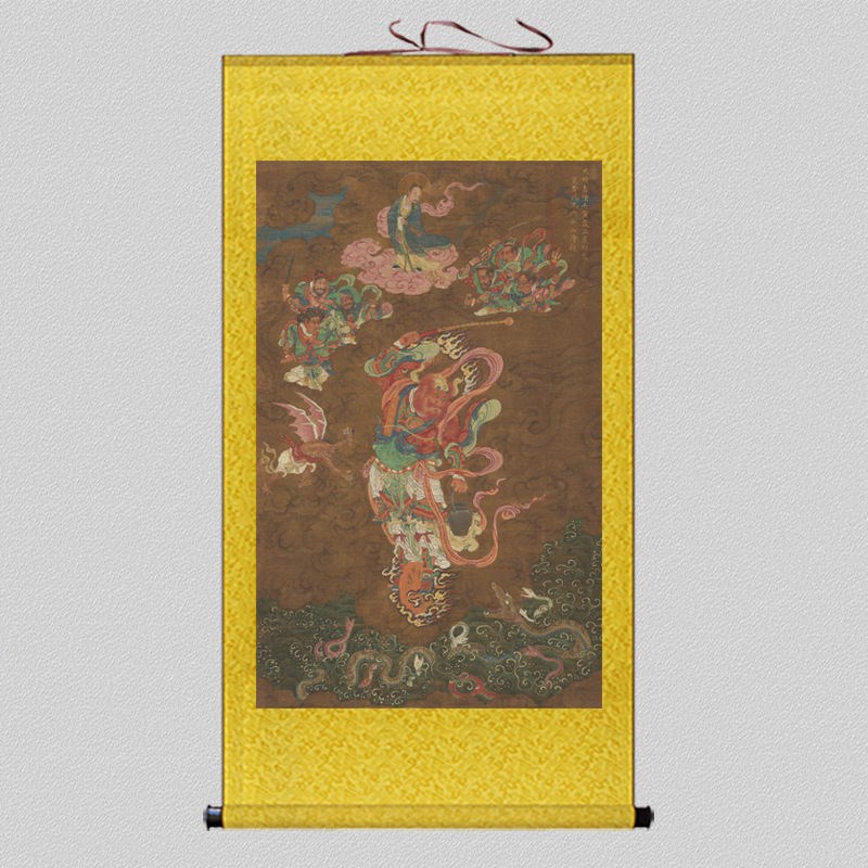 新中式王灵官雷部诸将助萨v祖渡冥河图王元帅护法尊神挂画萨天师